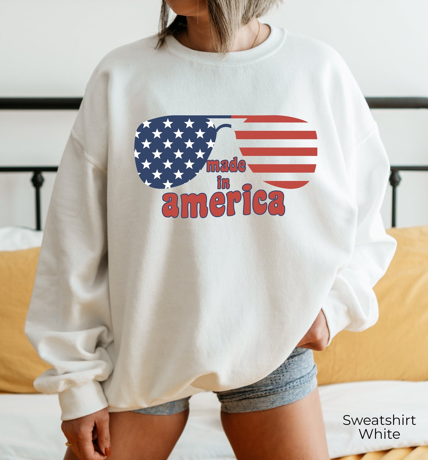 Made in America Crewneck, 4th of July Sweater, America Sweatshirt, Independence Sweatshirt, Red White Blue Sweatshirt, C6954