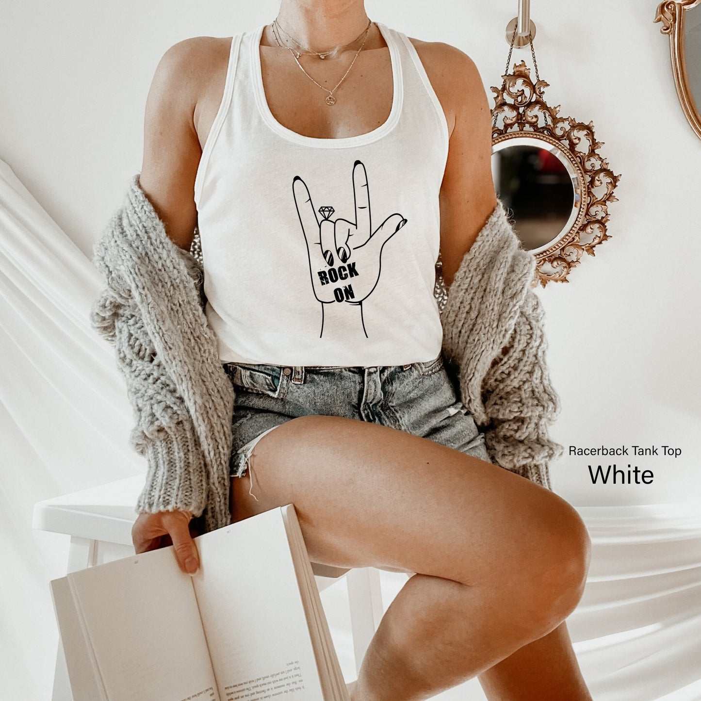 Rock On Shirt, Ring Finger Racerback, Funny Halloween Shirt, Engaged Shirt, Fiancé Tee,Vintage Inspired T-shirt, Oversized Tee, C6947