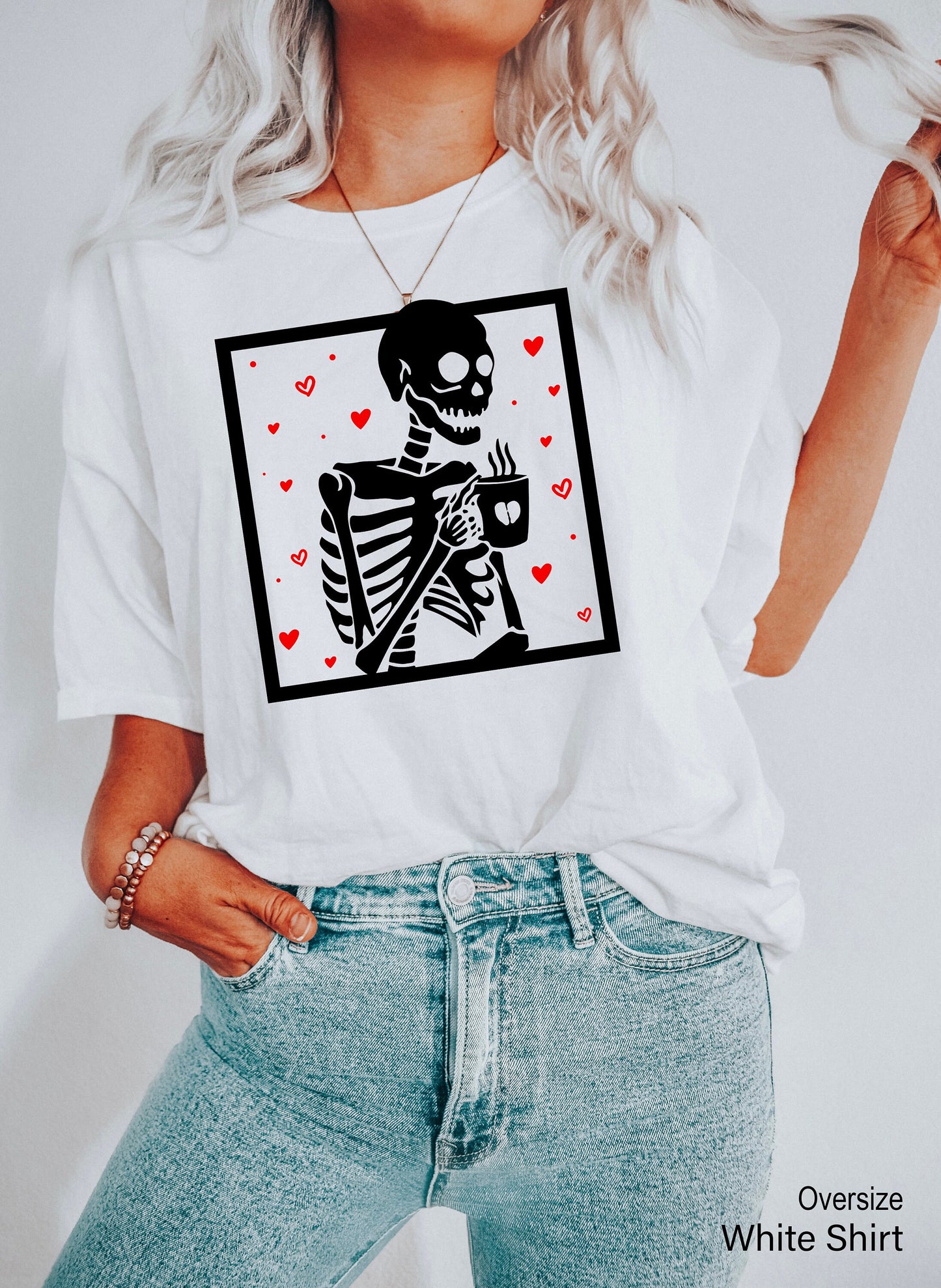 Hot Coffee Skeleton Sweatshirt,Skeleton Love Coffee Shirt,Skeletons Halloween Oversized Tee,Skull Hoodie,Skull Tee,Lover Skeleton,C7104