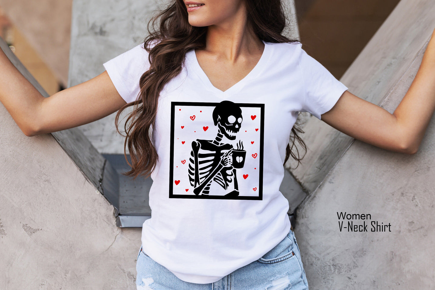 Hot Coffee Skeleton Shirt,Skeleton Heart Coffee Shirt, Skeletons Halloween Tee,Skull Tank Top,Skull Tee,Love Skeleton Shirt,C7104