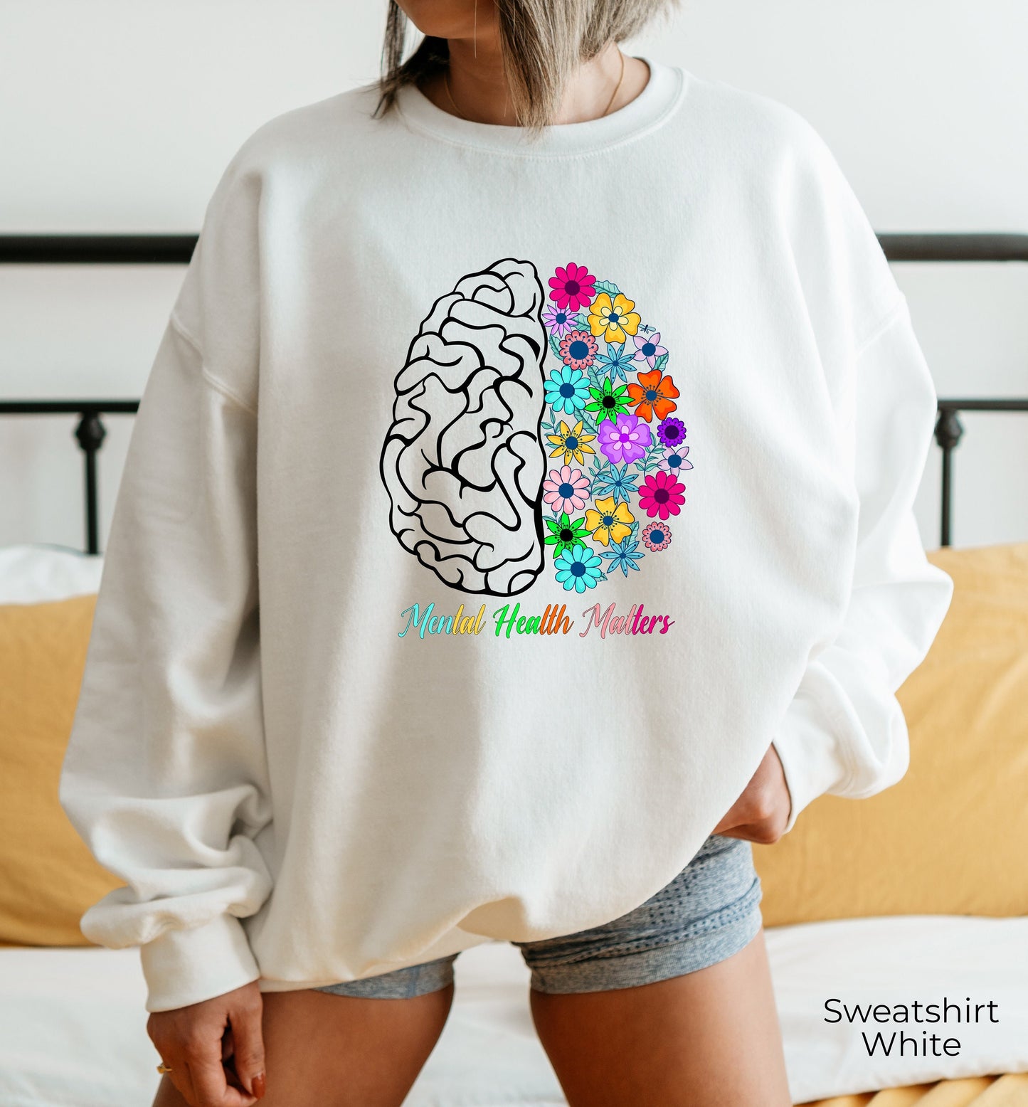 Mental Health Matters Sweatshirt, Plant Lovers Gift, Gardening Gift, Flower Hoodie, Floral Brain Sweatshirt, Mental Health Awareness, C6967