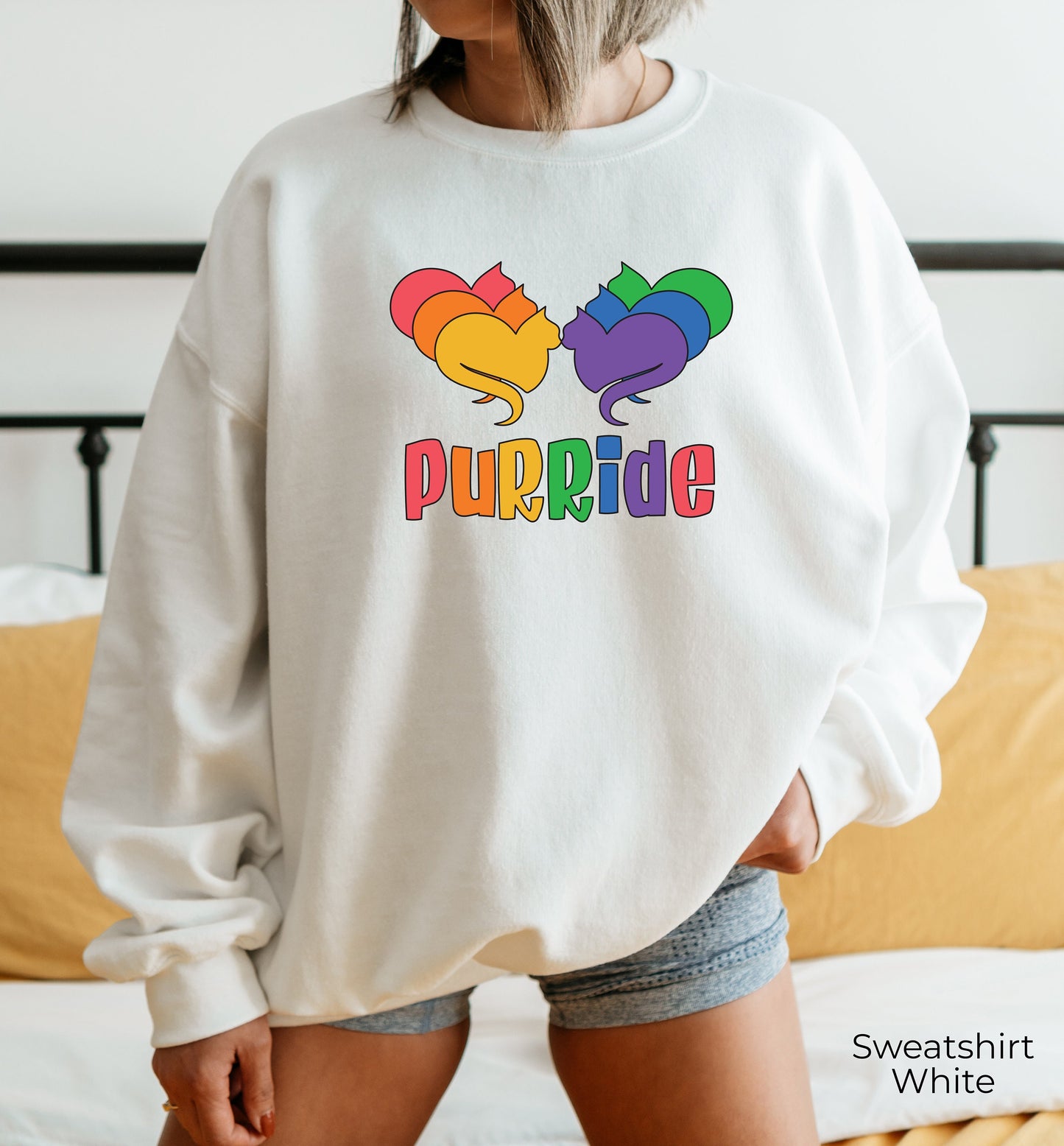 Purride Gay Pride Cat Sweatshirt, LGBT Hoodie, Pride Sweatshirt, Rainbow Pride Sweatshirt, Lesbian Hoodie, Gay Pride LGBTQ Gift, C7013