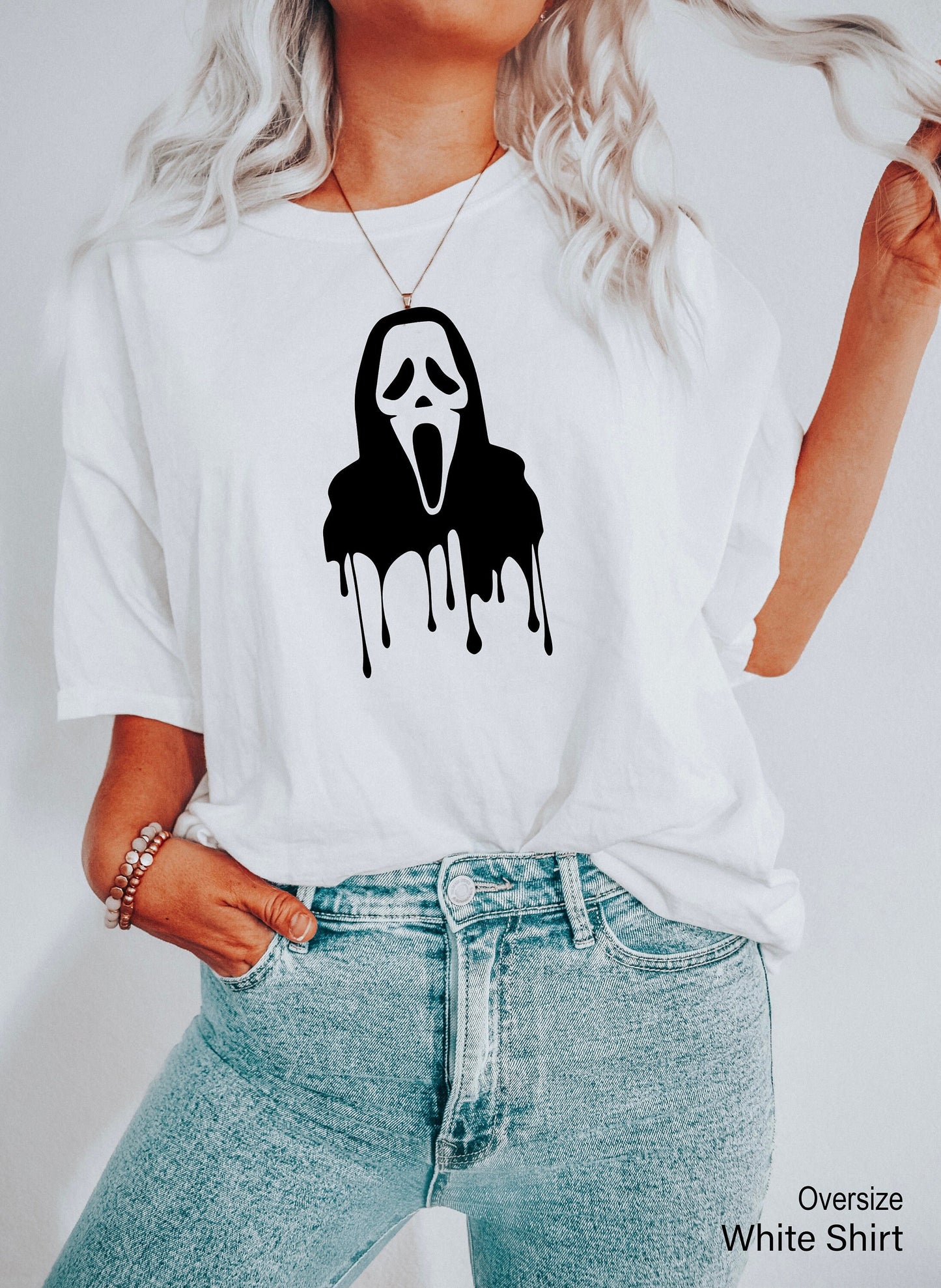 Scream Shirt,Ghostface Tank Tops,New Trendy Horror Tanks,Funny Halloween Tshirt,Ghost Scream Tees,Horror Movie Gift,Spooky Horror Tee ,C6450
