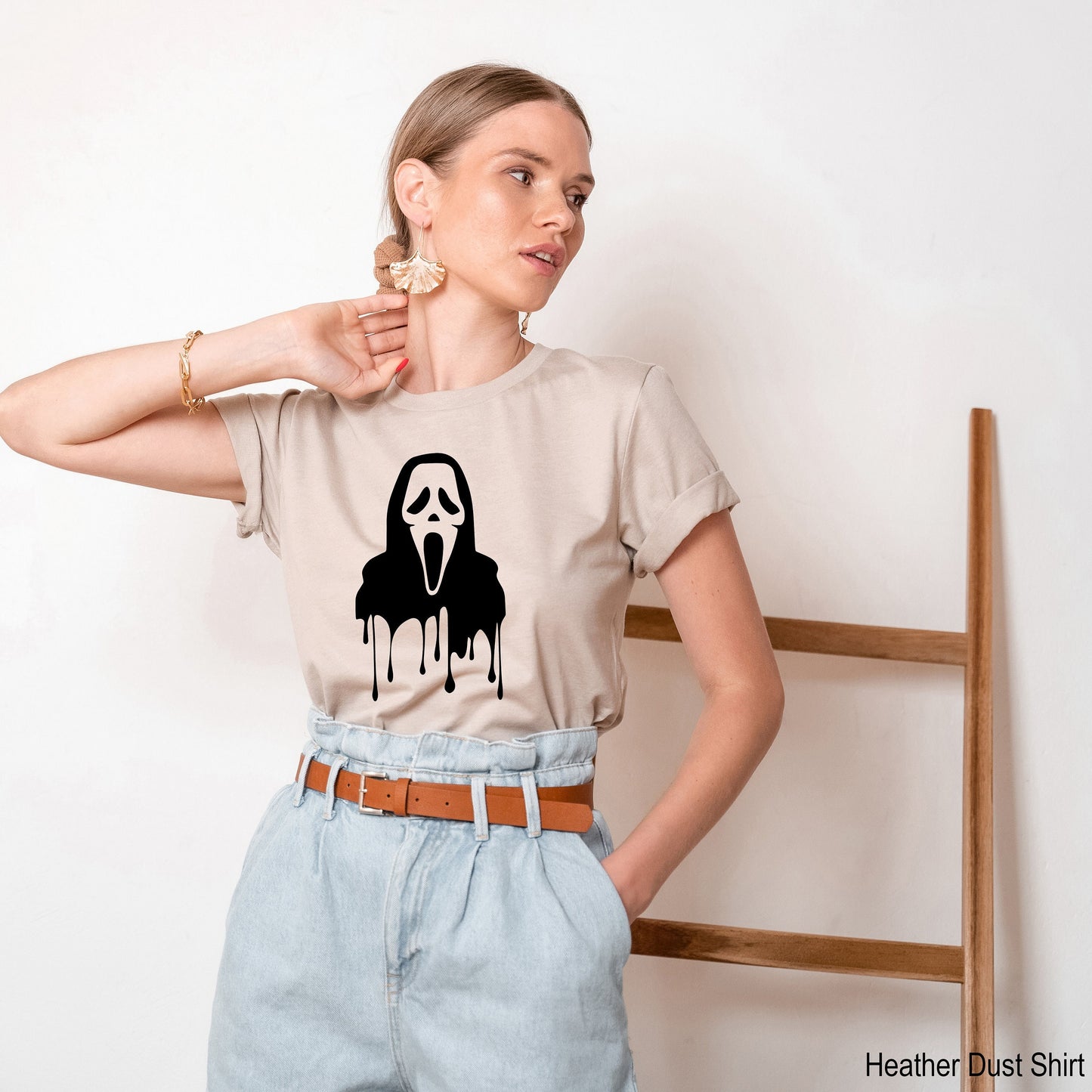 Scream Shirt,Ghostface Tank Tops,New Trendy Horror Tanks,Funny Halloween Tshirt,Ghost Scream Tees,Horror Movie Gift,Spooky Horror Tee ,C6450