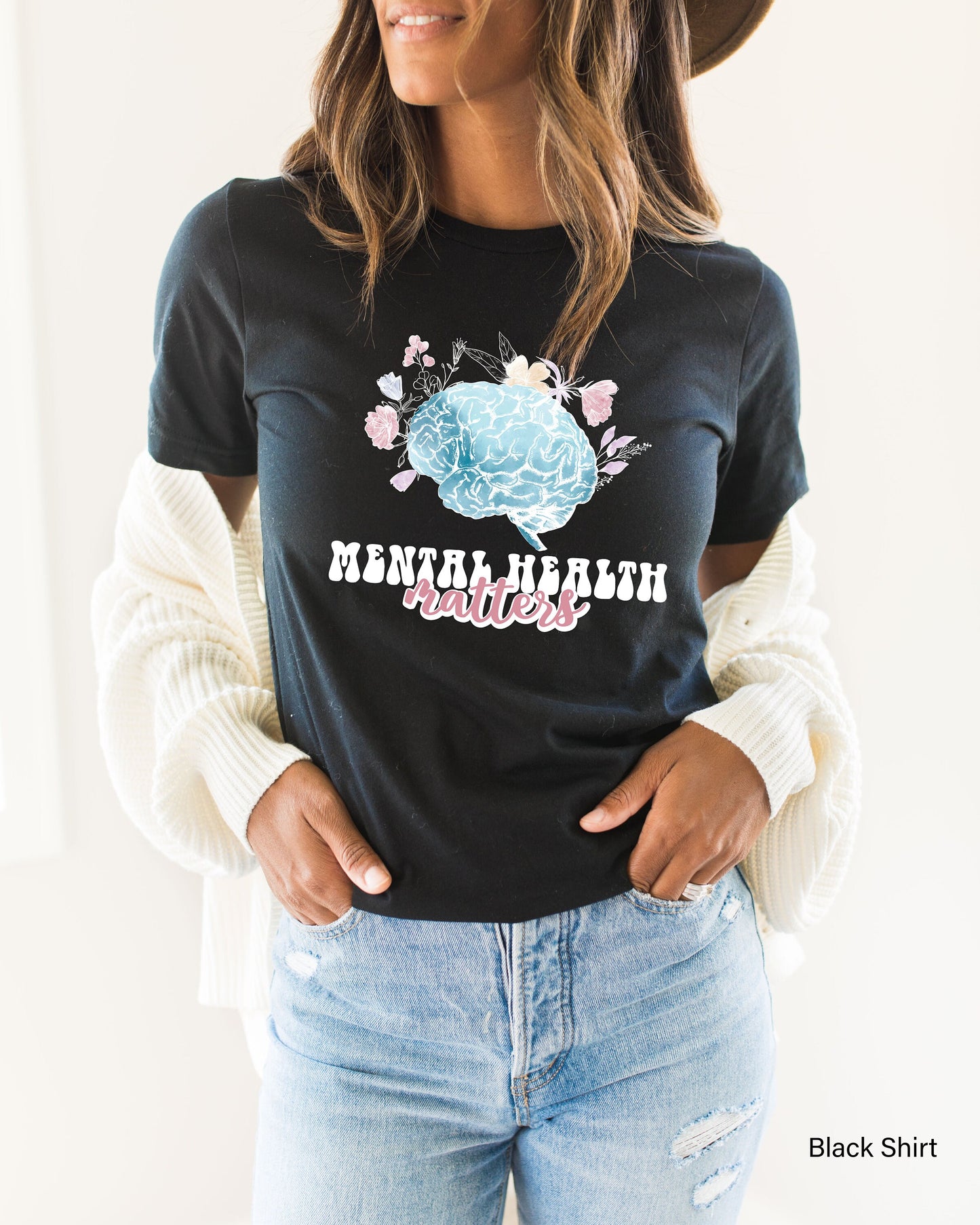 Mental Health Matters Shirt, Flower Racerback, Floral Brain, Health Shirt, Plant Lovers Gift, Gardening Gift, Mental Health Awareness, C7025