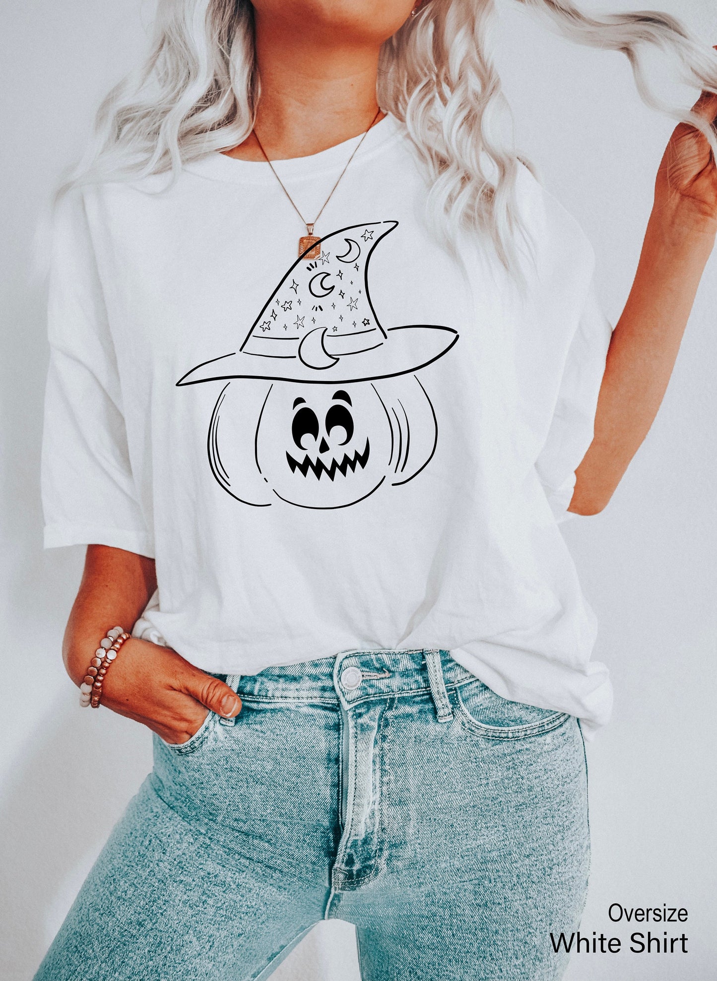 Jack O'Lantern Sweatshirt,Trendy Halloween Sweatshirt,Cute Halloween Shirt,Fall Halloween Sweater,Witch Hat Pumpkin Shirts, C7057