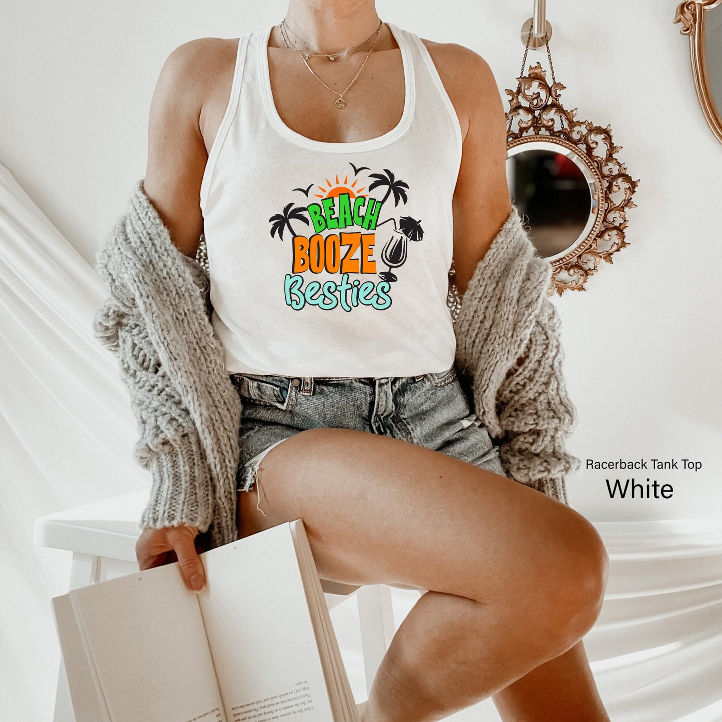 Beaches Booze Besties, Girls Vacation Tee,Summer Shirt, Summer Racerback, Beaches Shirt, Beach Vacation Shirt, Girls Summer Tanktop,C7066