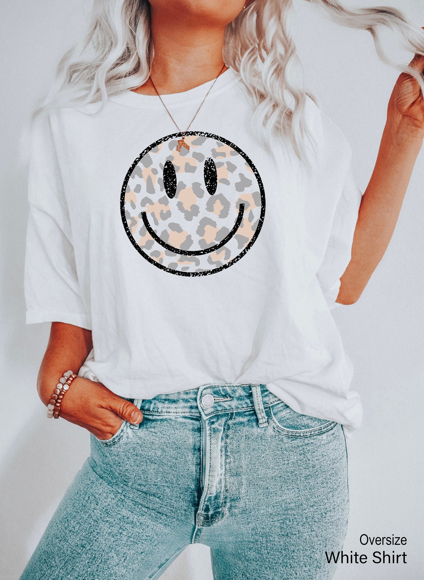 Smile Leopard Shirt, Trendy Clothes, Smiley Face T Shirt, Cheetah Print Tee, Positivity Tank, Preppy Shirt, C6667