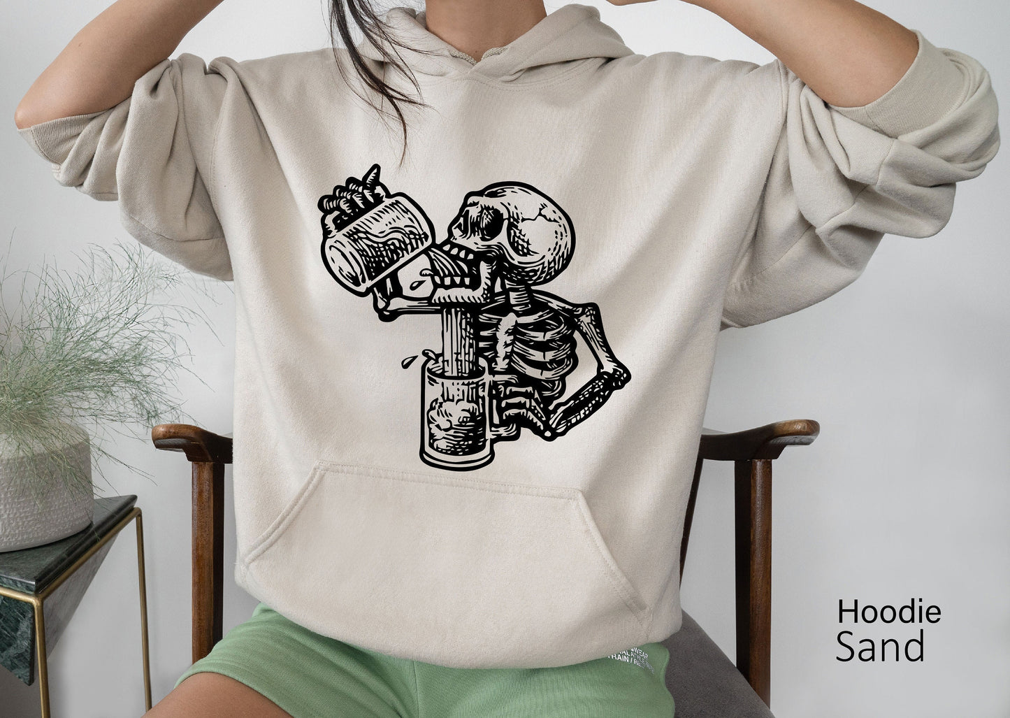 Beer Hoodie,Skull Skeleton Alcohol Beer Sweatshirt,Alcohol Shirt,Trendy Skull Sweater,Skeleton Drinking Woman Tops,Halloween Party Tee,C6384