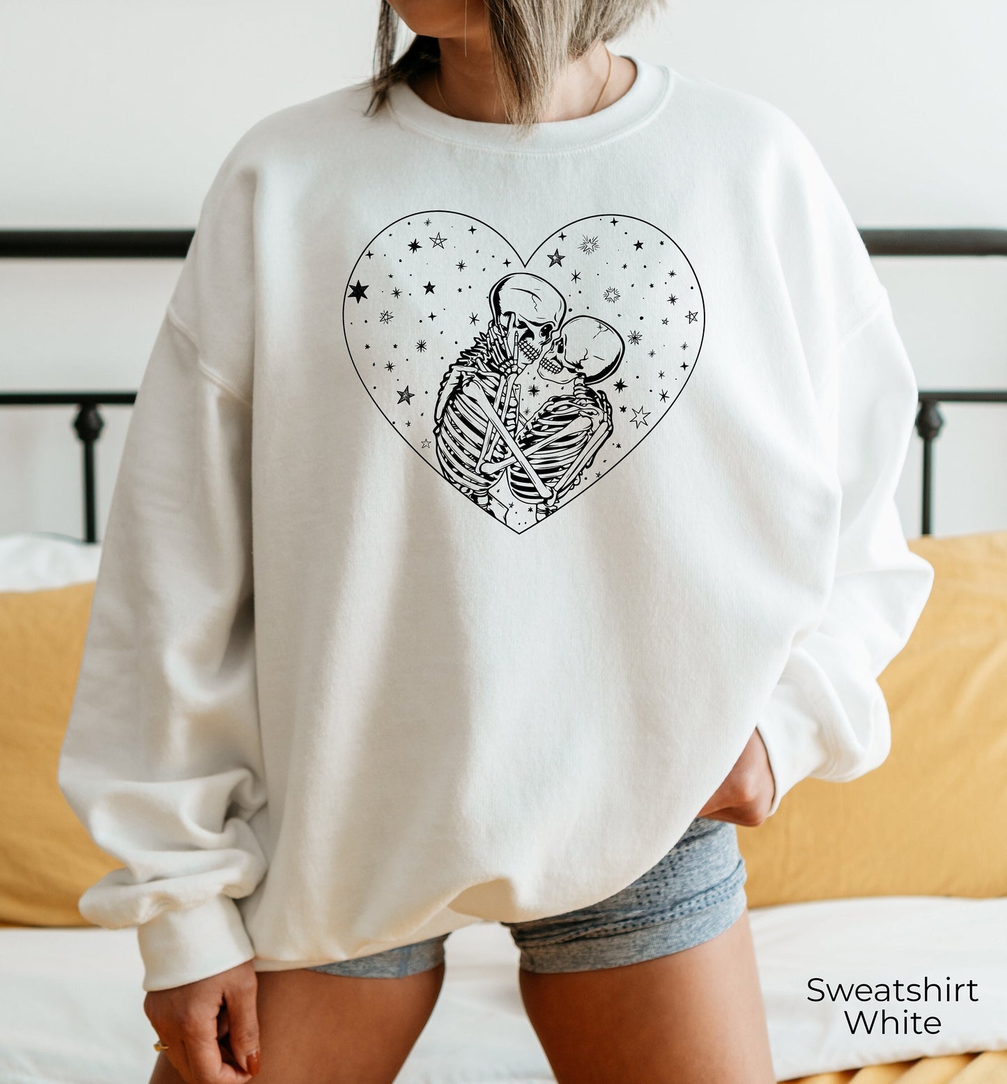 Kissing Skeletons Sweatshirt, Skeleton Hoodie, Gothic Shirt, Skull Hoodie, Couple Sweatshirt, Cool Skeleton Shirt, Skeleton Valentines,C7032