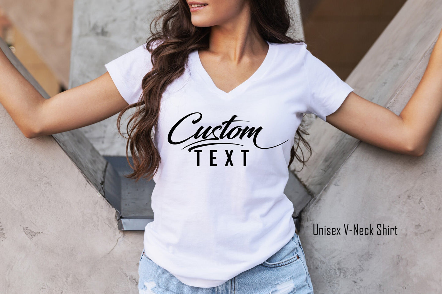Custom V-Neck Shirt, Women V- Neck Shirt, Soft and Comfy, Customize Unisex Fit Crew Neck Tee, Ladies Custom Shirt, Personalized Shirt,C7081