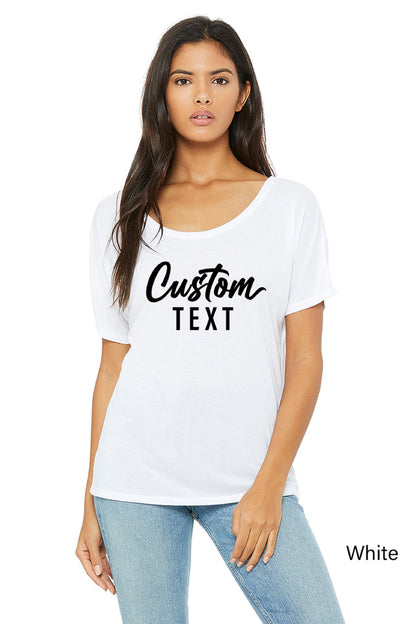 Custom Slouchy Shirt,Off Shoulder ,Relaxed Loose Fit Tee,Slouchy Scoop Neck Tee,Boho Gift,Bohemian Slouchy Tee,One Side Off Shoulder,C7081