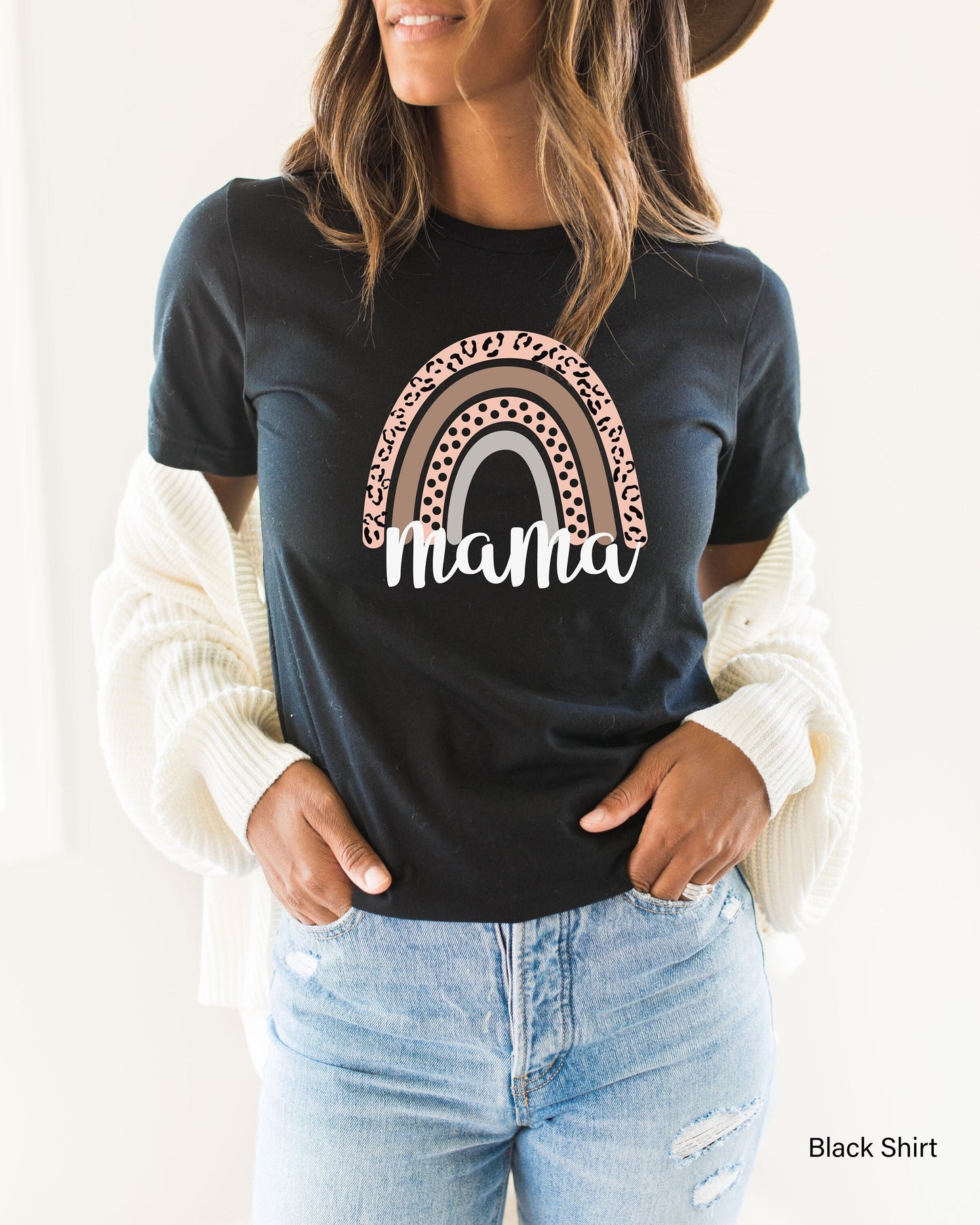 Leopard Rainbow Mama Shirt, Blessed Mama Shirt, Mom Life Shirt,Mothers day gift,mama shirt,Mother's Day Shirt,mom quotes Shirt,c6114