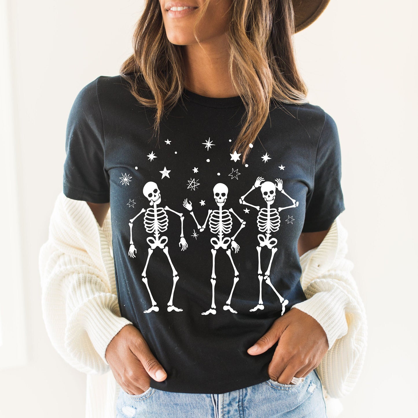 Halloween Skeleton Sweathirt,Halloween Party Dancing Skeleton Shirt,Skeletons  Halloween Shirt,Halloween Costume,Comfortable Tee,C6128