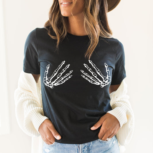 Skeleton Boobs Shirt,Halloween Skeleton Sweatshirt,Halloween Party Skeleton Shirt,Halloween Costume Tshirt,Skeleton Bra,Horror T Shirt,C6131
