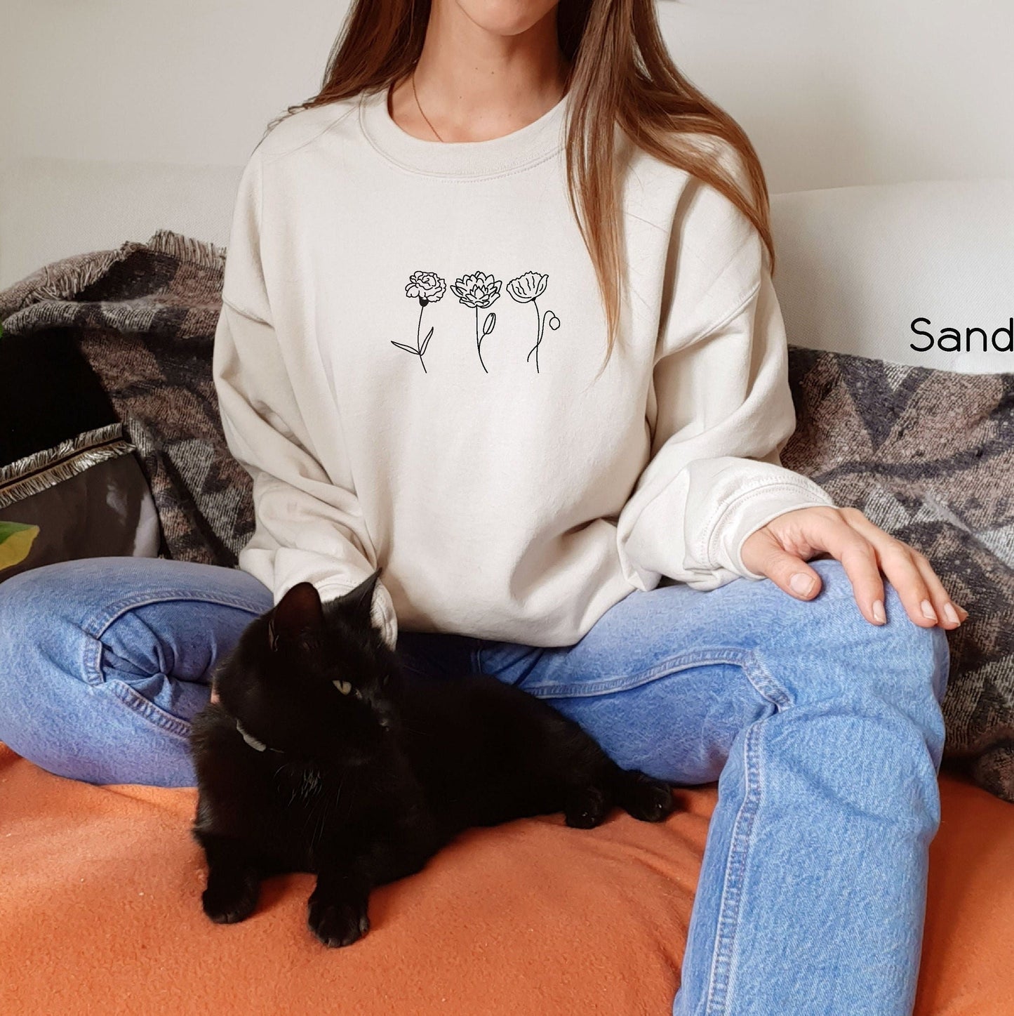 Custom Birth Month Flower Sweatshirt, Birthday Flower Shirt, Birth Month Flower Shirt, Customized Birthday Month Shirt, Gift for Mom  C5729