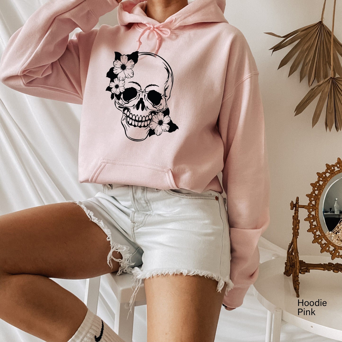 Funny Skulls Sweatshirt,Skeleton Sweatshirt,Goth Shirt,Halloween Sweatshirt,Skull T Shirt,Flower Skull Sweatshirt,Skull Halloween,C6143