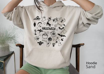 Halloween Little Things Doodles Sweatshirt, Cute Halloween Tee Shirt, Halloween Graphic Shirt, Pumpkin Witch Ghost Spooky Mom Shirt, C6159