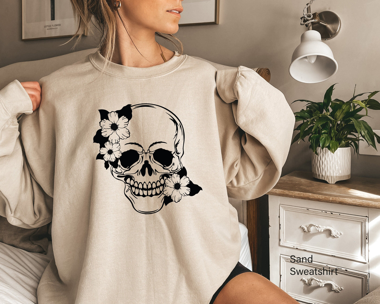 Halloween Skull Shirt,Skull Flower Shirt,Floral Skull Shirt,Goth Shirt,Skull T-Shirt,Skeleton Top,Funny Skulls Tee,Halloween Gift,C6143