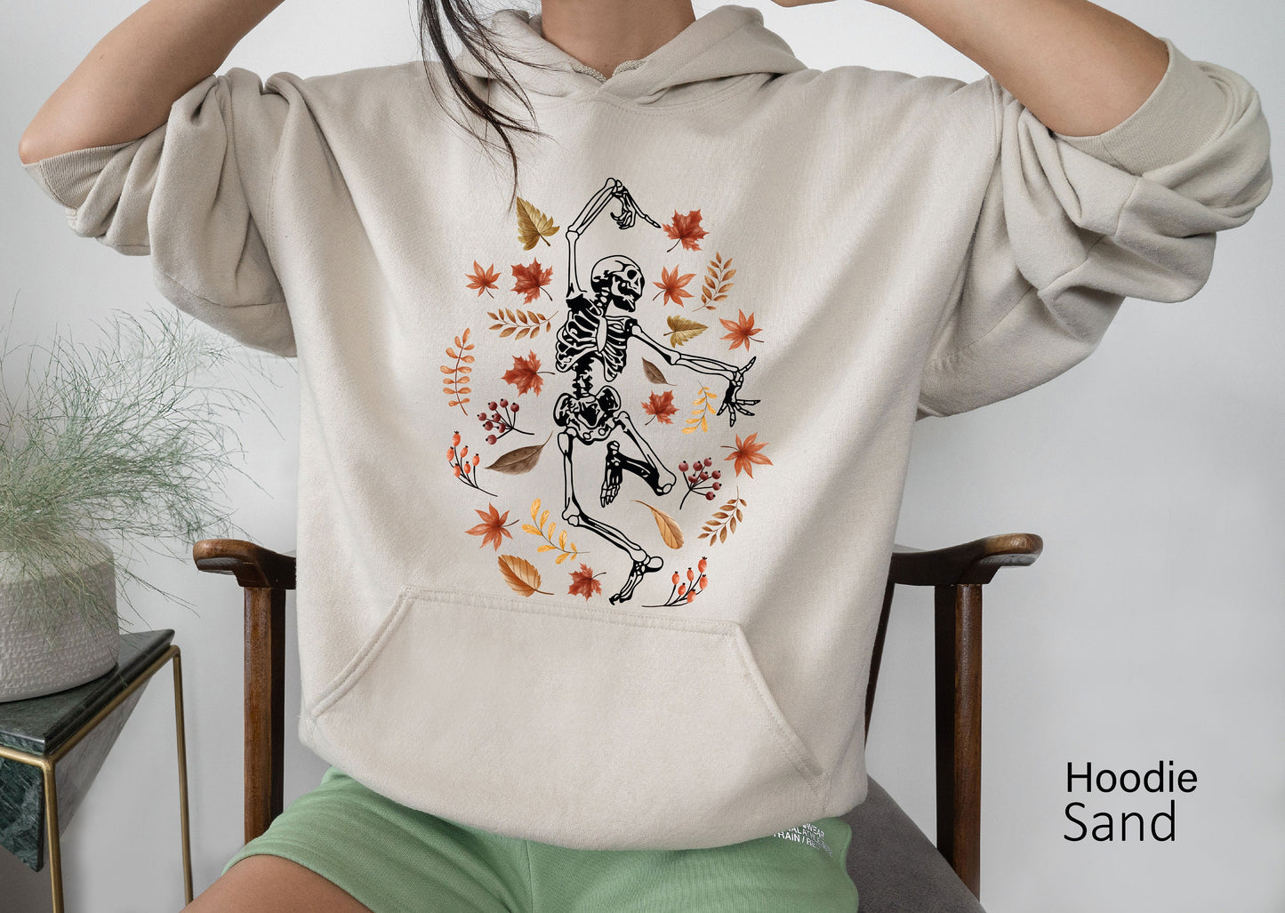 Fall Leaves Dancing Skeleton Shirt, Halloween Shirt,Halloween Shirt,halloween costume shirt,women halloween shirt C6148