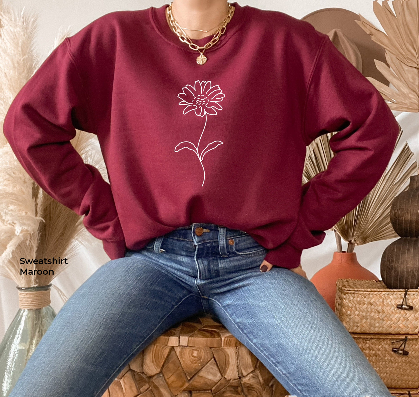 Custom Birth Month Flower Sweatshirt, Birthday Flower Shirt, Birth Month Flower Shirt, Customized Birthday Month Shirt, Birthday Gift, C5746