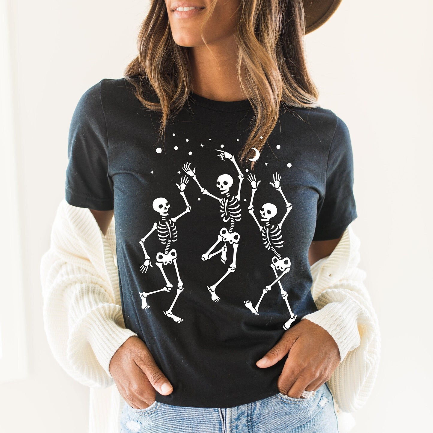 Halloween Skeleton Sweatshirt,Halloween Party Dancing Skeleton Shirt,Skeletons  Halloween Shirt,Halloween Costume,Retro Shirt,C6110