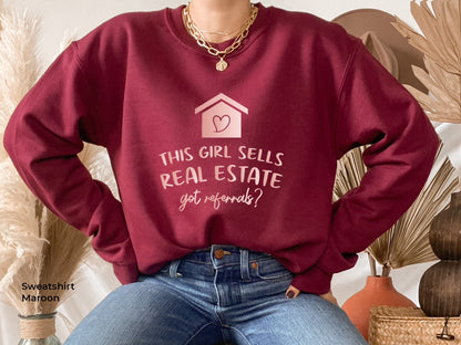 This Girl Sells Real Estate Sweatshirt, Ladies Shirt, Real Estate Shirt ,Gift for Real Estate Agent Shirt,C6192