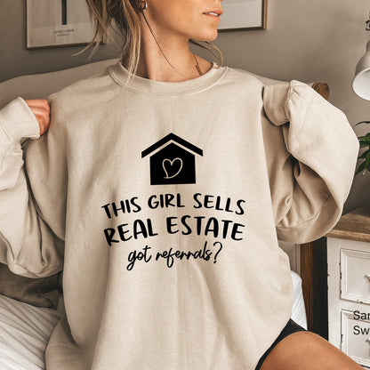 This Girl Sells Real Estate Sweatshirt, Ladies Shirt, Real Estate Shirt ,Gift for Real Estate Agent Shirt,C6192