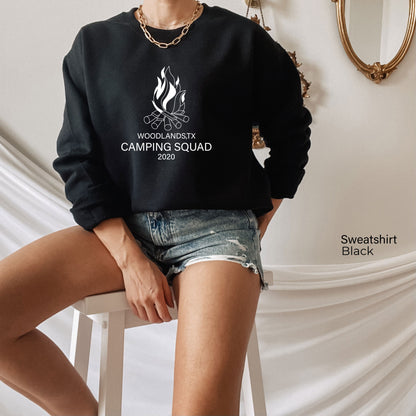 Camp Squad Sweatshirt, Custom Camping Squad Shirts, Camping Sweatshirt, Girls Weekend Matching Shirts, Camping Tee ,Personalized Camp C5986