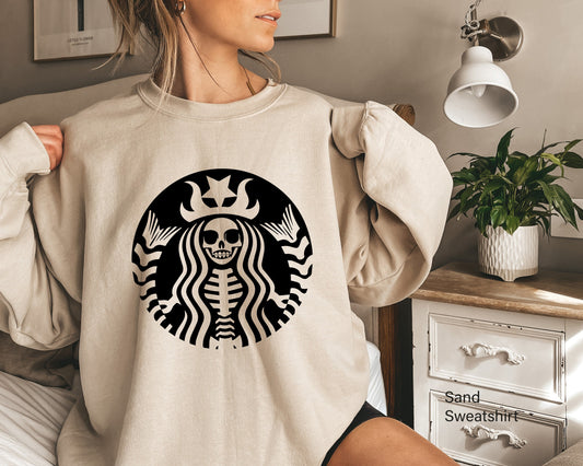Skeleton Sweatshirt,Coffee Lover Shirt,Cute Halloween Shirt,Funny Halloween Gifts,Gift for Her,Skeleton Sweatshirt,Halloween Shirt, C5902