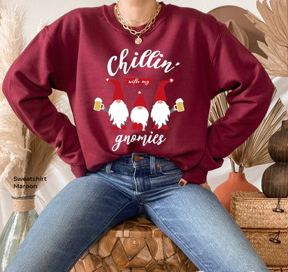 Chillin With My Gnomies Sweatshirt, Funny Chilling Gnomies Shirt, Gnomes Christmas Shirt, Christmas Gnomies Matching Family, C6250