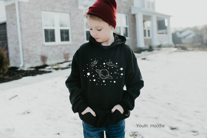 Space Sweatshirt,Planets Hoodie,Crescent Moon Shirt,Star Galaxy Sweatshirt,Saturn Tee,Astronaut Kids Shirt,Astronomy T-Shirt Gift Idea,C6184