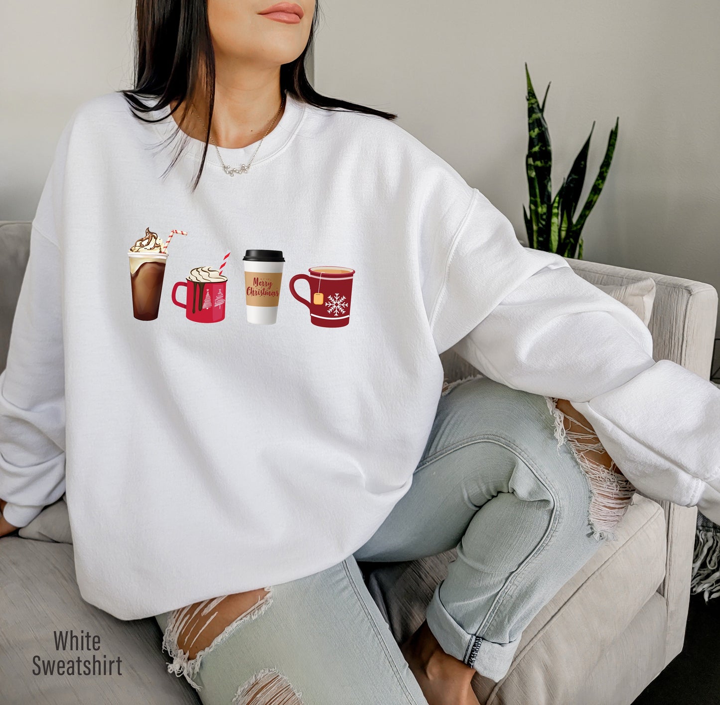 Christmas Coffee Sweatshirt, Cute Christmas Sweatshirt, Christmas Sweater, Christmas Sweatshirt for Women, Cozy Holiday Sweatshirt,C6207