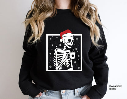 Skeleton Christmas, Skeleton Caffee Christmas Shirt,Goth Christmas Gifts,Spooky Christmas Shirt, Santa Skull, Creepy Christmas Shirt,C6316