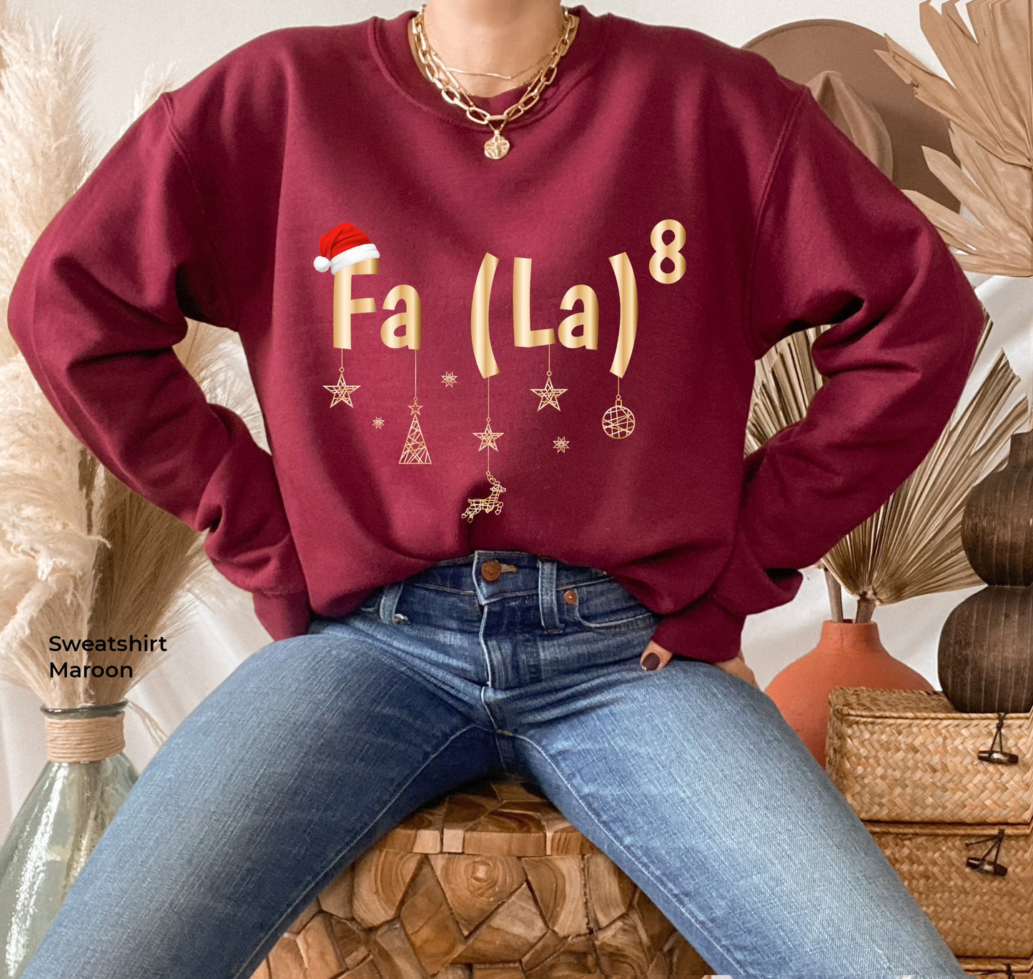 Christmas Sweatshirt,Christmas Party Hoodie, Christmas Gift,Fa (la)8 Funny Christmas Santa Fa La Math Gift Tshirt,C6319