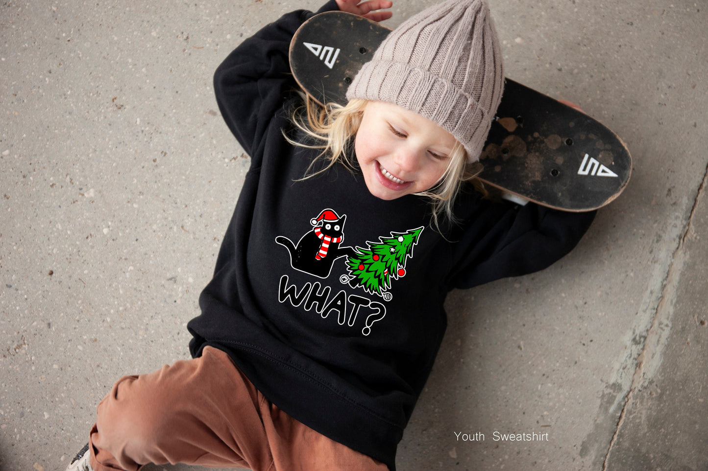Black Cat What, Black Cat Sweatshirt,Christmas Hoodie,Cat Lover Shirt,Funny Christmas Gift,Santa Claus Shirt,Christmas Gift,C6324