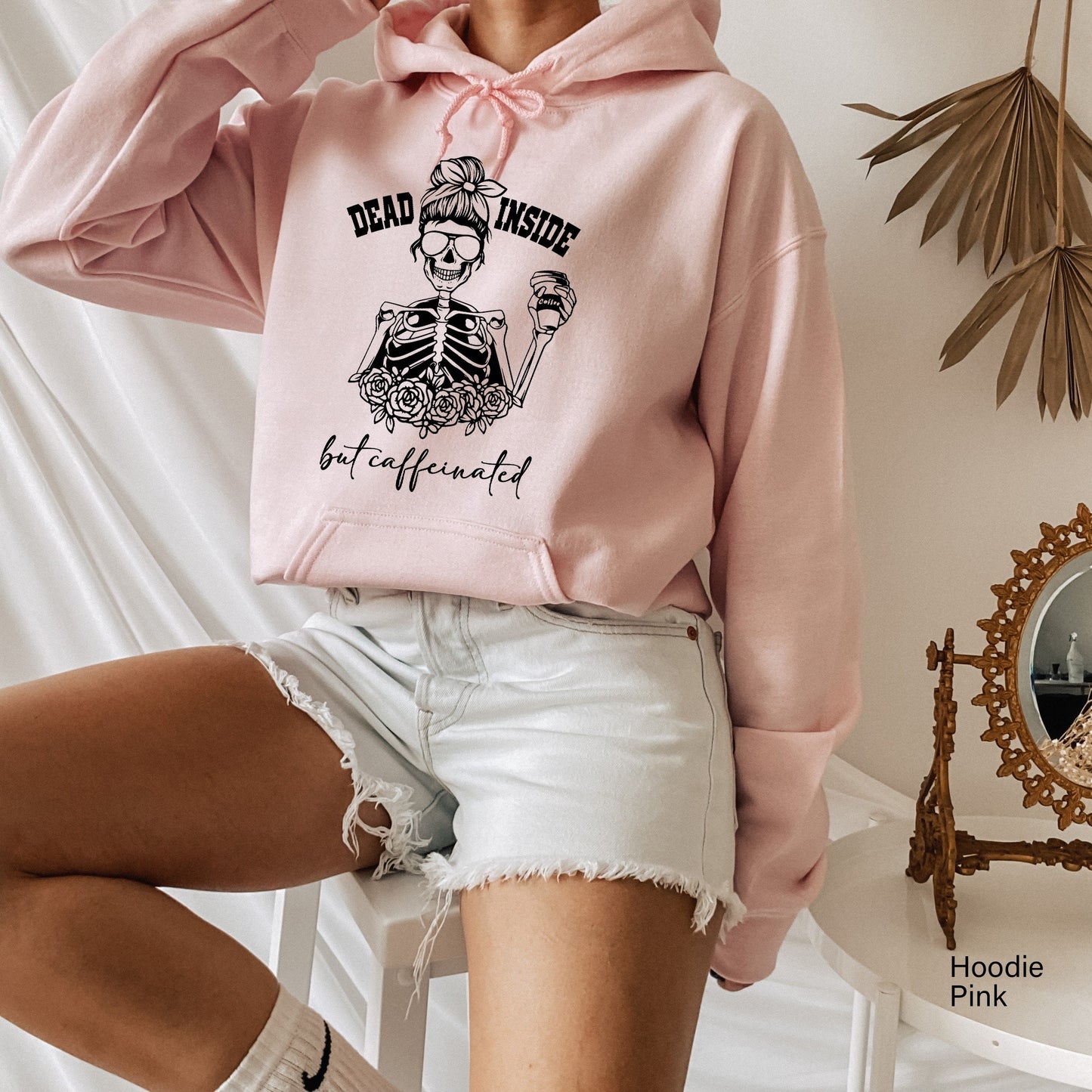 Dead inside but caffeinated Shirt,Dead Inside Sweatshirt,Skeleton Hoodie,Trendy Fall Oversized Shirt,Funny Halloween TshirtSkull Shirt,C6229