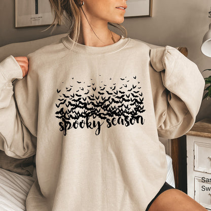 Spooky Season Sweatshirt,Halloween Ghost Crewneck Sweatshirt or T-shirt, PSL Pumpkin Fall,Bats Shirt, Bat Graphic Tee,Bat Lovers, C6185