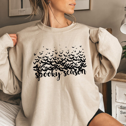 Spooky Season Sweatshirt,Halloween Ghost Crewneck Sweatshirt or T-shirt, PSL Pumpkin Fall,Bats Shirt, Bat Graphic Tee,Bat Lovers, C6185