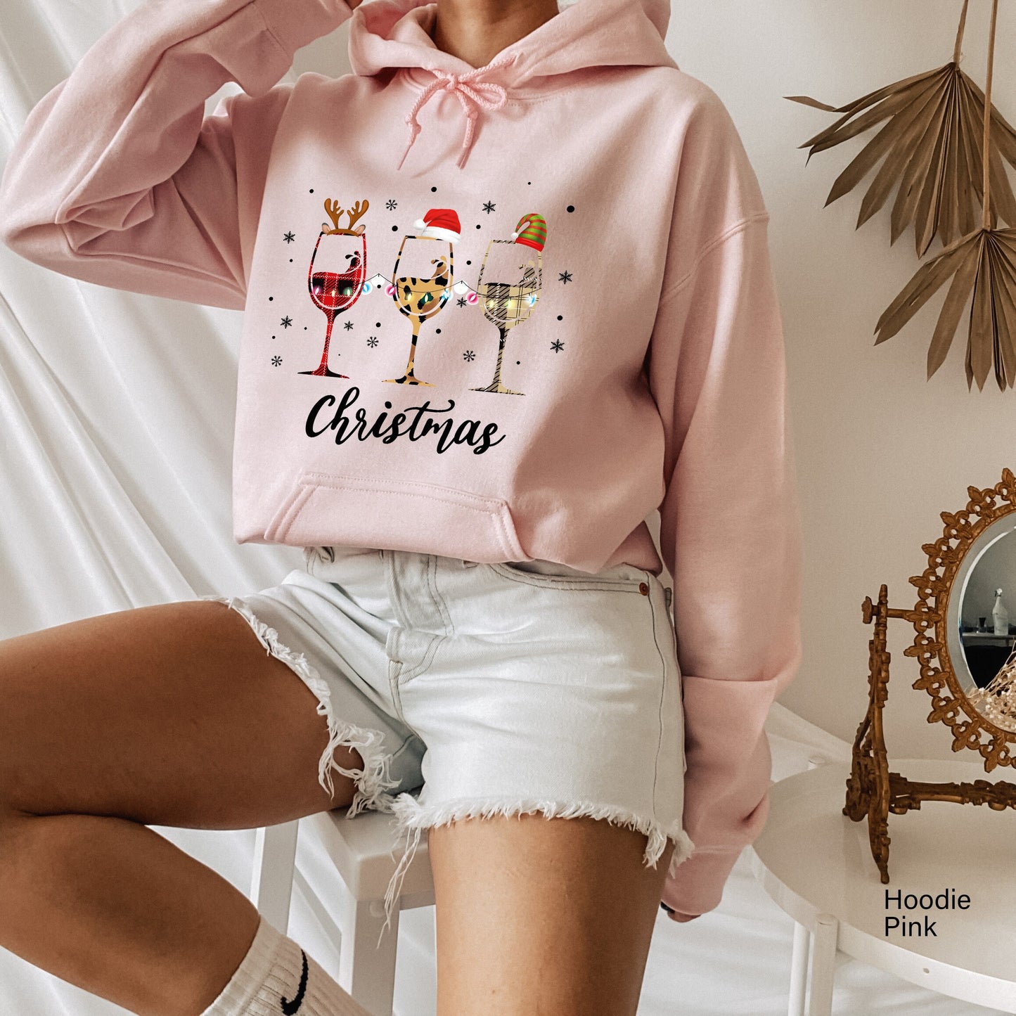 Christmas Wine Sweatshirt,Christmas Drinking T-Shirt,Wine Glass Santa Hat Shirt,Christmas Wine Bling Shirt,Funny Christmas Shirt,C6276