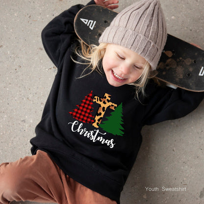 Christmas Trees Sweatshirt,Womens Christmas Sweatshirt,Christmas Tree Tee,Holiday Sweaters,Leopard Print Shirt,Christmas Gift,C6277
