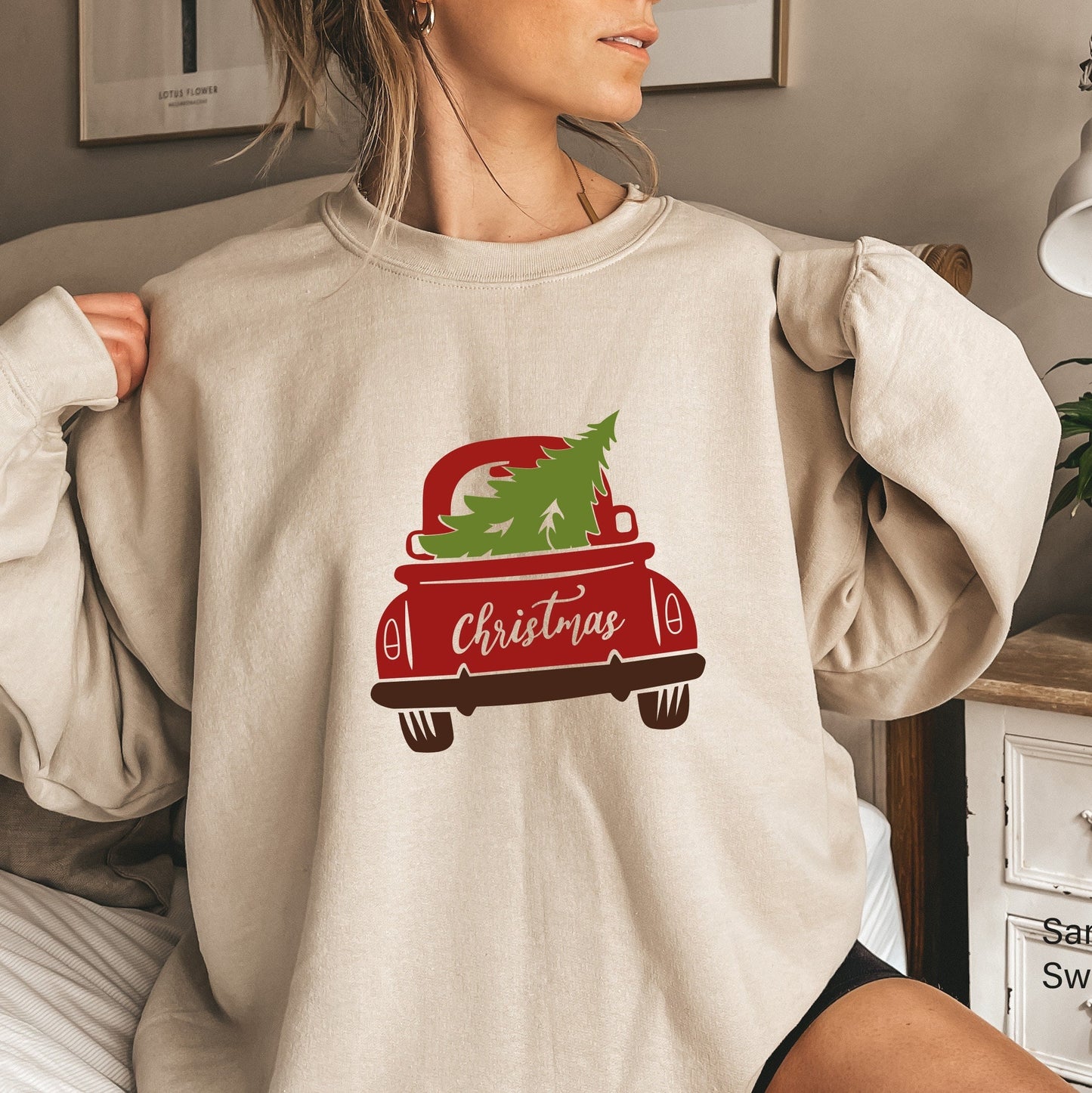 Christmas Trees Truck Sweatshirt,Pine Spruce Fir,Christmas Gift Ideas, Holiday Sweatshirt,Christmas Sweatshirt,Winter Tee,C6256