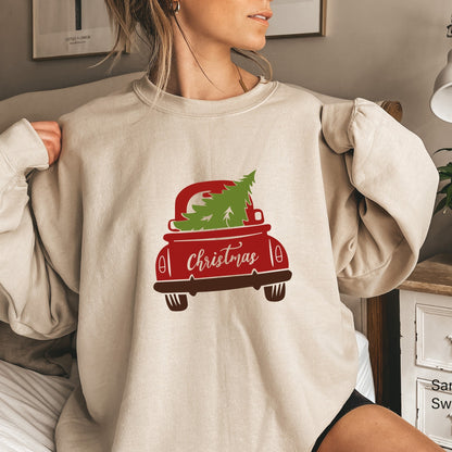 Christmas Trees Truck Sweatshirt,Pine Spruce Fir,Christmas Gift Ideas, Holiday Sweatshirt,Christmas Sweatshirt,Winter Tee,C6256