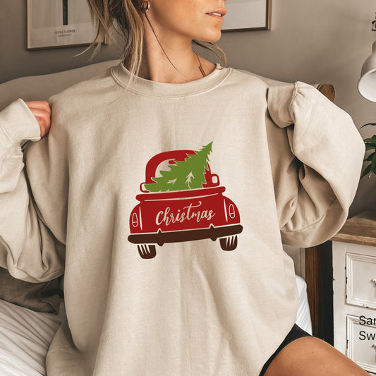 Christmas Trees Truck Sweatshirt,Pine Spruce Fir,Christmas Gift Ideas, Holiday Sweatshirt,Christmas Sweatshirt,Winter Tee,C6256