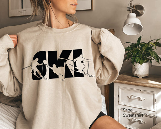 Ski Sweatshirt,Skiing Sweatshirt, Skier Hoodie, Apres Ski Sweater, Ski Season, Ski Trip Shirt, Unisex Crewneck, Winter Sweatshirt,C5959