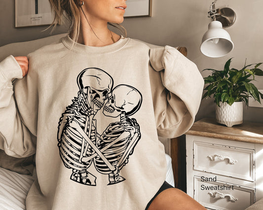 Kissing Skeletons Shirt, Skeleton Shirt, Gothic Shirt, Skull Tee, Couple Shirt, Cool Skeleton T-Shirt, Skeleton Valentines, C6377