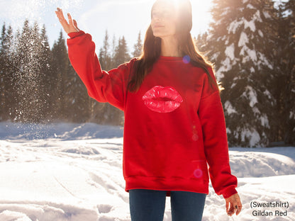 Lips Kiss Sweatshirt, Valentine's Day Shirt, Red Lips shirt, Cute Red Lips, Distressed Lips Shirt, Kissing Lip Shirt, Women Shirt, C6371
