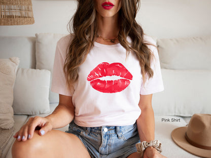 Lips Kiss Sweatshirt, Valentine's Day Shirt, Red Lips shirt, Cute Red Lips, Distressed Lips Shirt, Kissing Lip Shirt, Women Shirt, C6371
