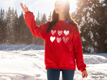 Valentines Day Sweatshirt, Heart Shapes Shirt, Heart Shirt, Valentines Day Shirts For Women, Cute Heart T-shirt, Cute Valentine Shirt, C6375