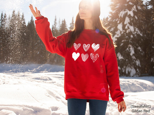 Valentines Day Sweatshirt, Heart Shapes Shirt, Heart Shirt, Valentines Day Shirts For Women, Cute Heart T-shirt, Cute Valentine Shirt, C6375